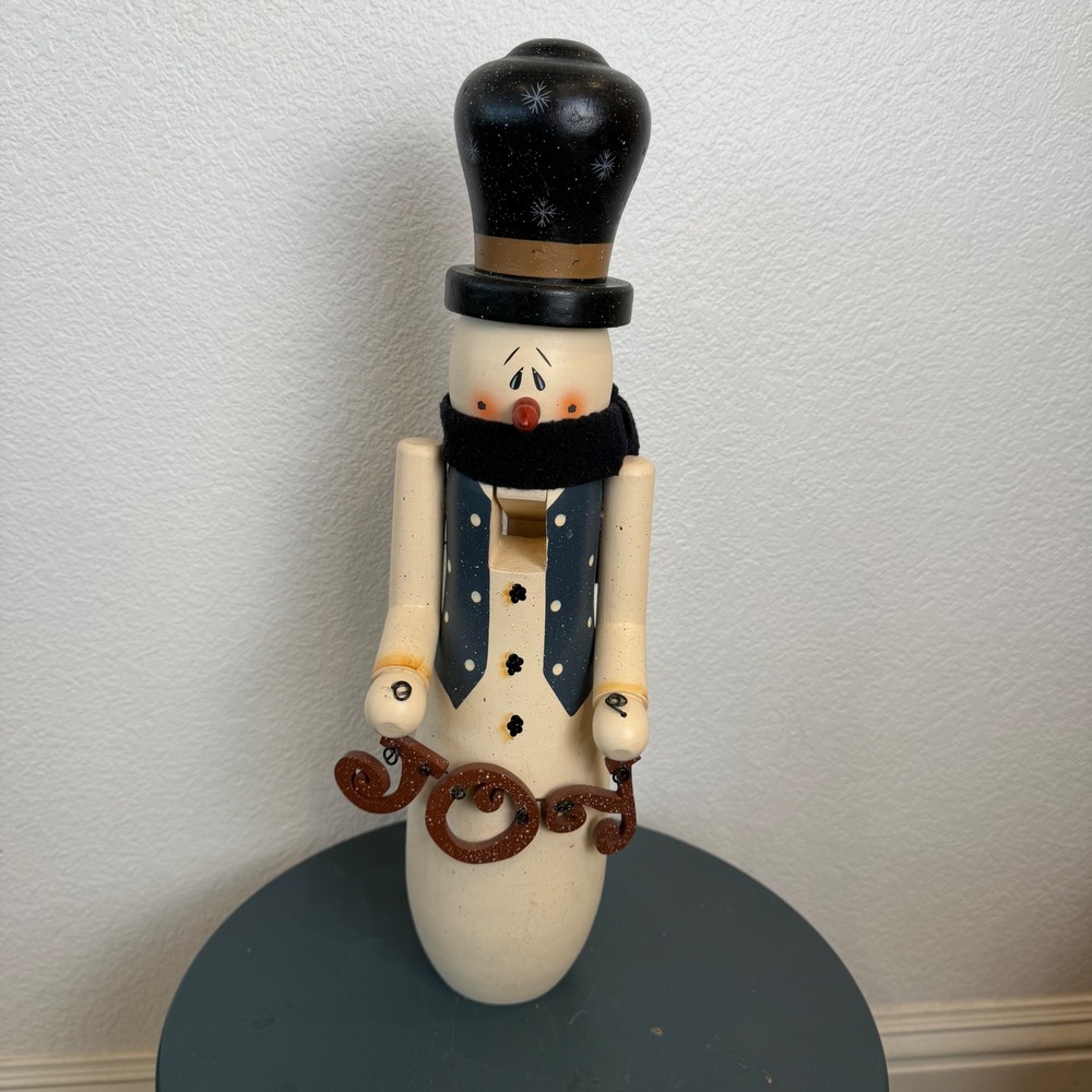 Santas Workbench Wooden Snowman Nutcracker JOY Sign 14.5 Inch Christmas 2003